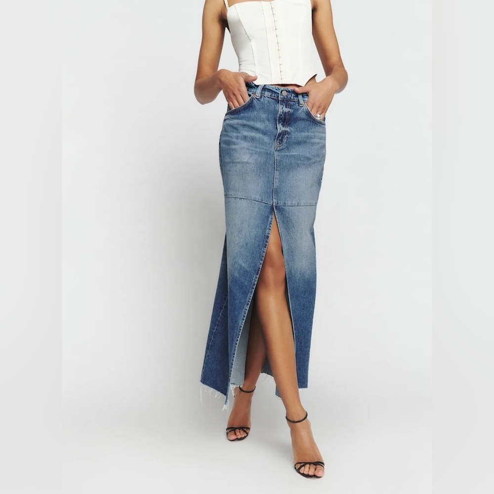Reformation Tazz Maxi Denim Skirt Size 29